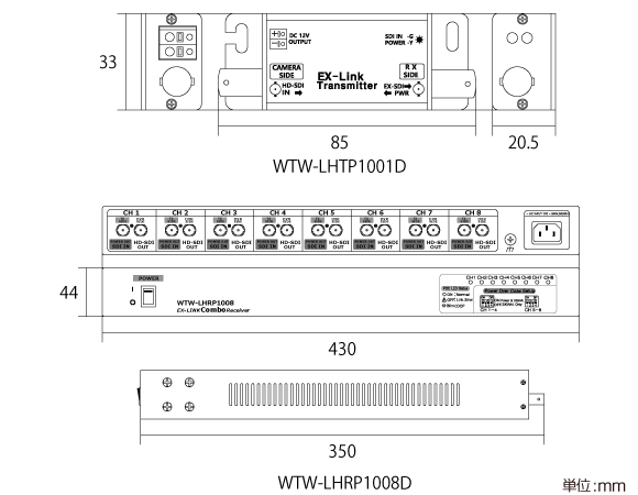 HD-SDI ワンケーブルユニット 8CHタイプ WTW-LHCP1008 株式会社 塚本無線