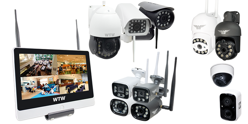 モニター一体型ワイヤレス防犯カメラ4台セット＋電源延長10mケーブル