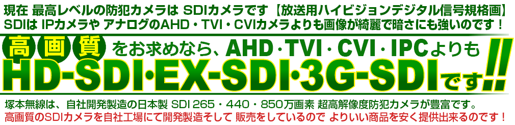 現在 最高画質はHD-SDIカメラ 弊社ではHD-SDIカメラの開発製造販売をしています
