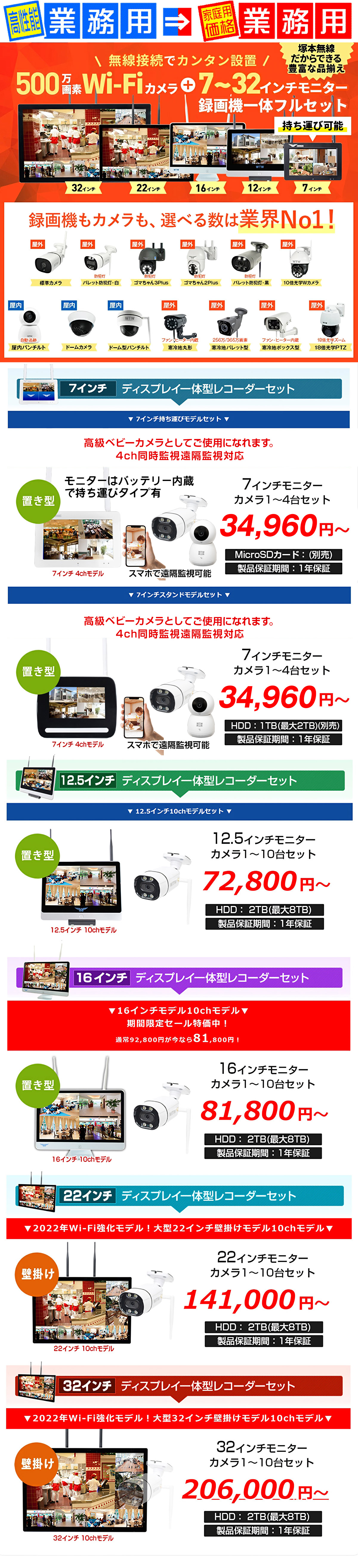 業務用長距離 Wi-Fi防犯カメラ WTW-EAGLE無線監視カメラのフルセットを官公庁・大手商社様に納入させて頂いております。