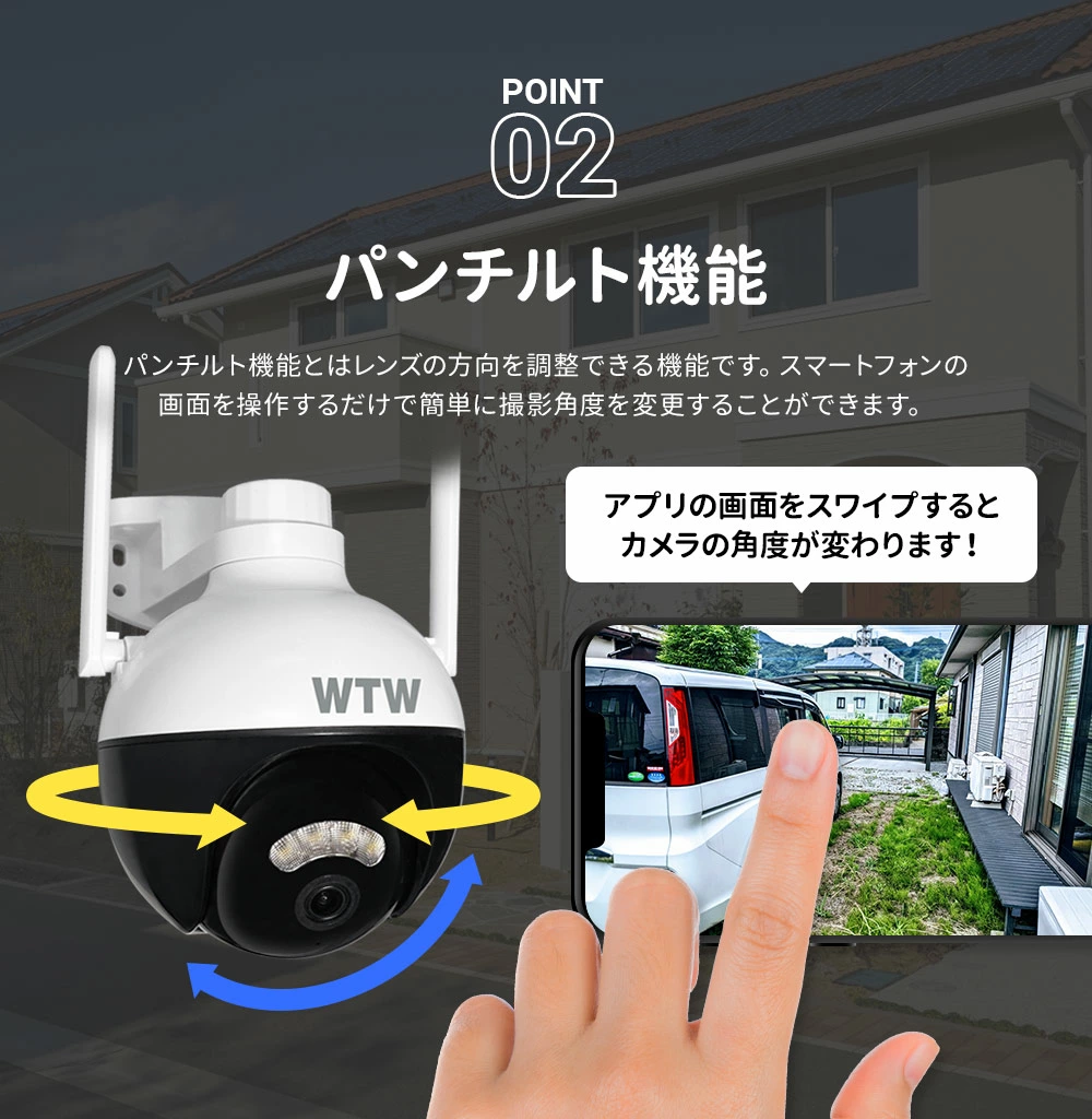 防犯カメラ WIFI PTZ WTW-IPW2294T