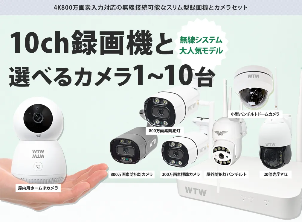 防犯カメラ セット Wi-Fi IPCカメラ10chセット 【WTW 塚本無線】